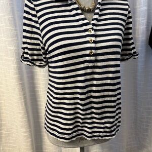 Striped Navy and White Women's Top